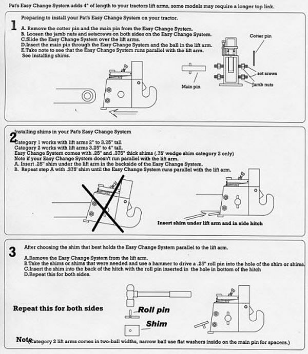 PAT'S Quick Hitch Photos Carver Equipment Three Point Hitch to